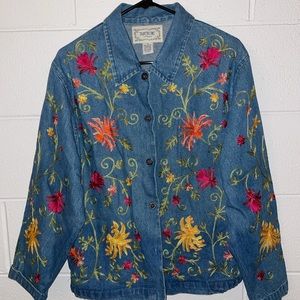 embroidered denim shirt